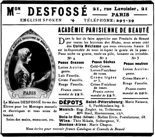 1912 Desfosse skin treatments