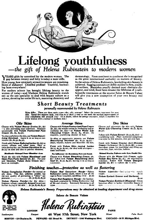 1925 Helena Rubinstein skin types