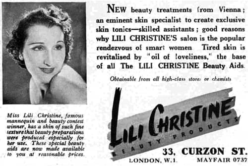 1938 Lili Christine Beauty Products