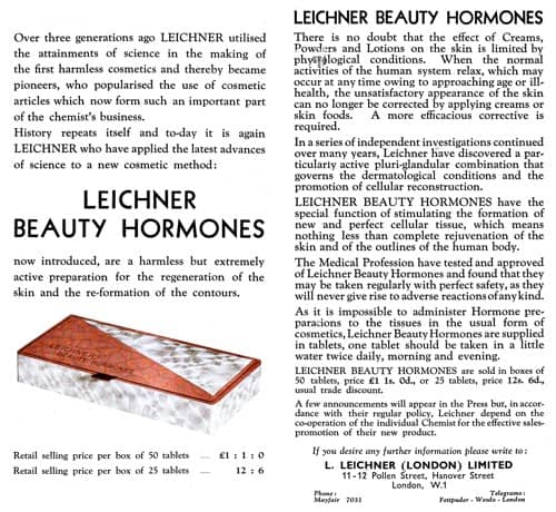 1931 Leichner Beauty Hormones