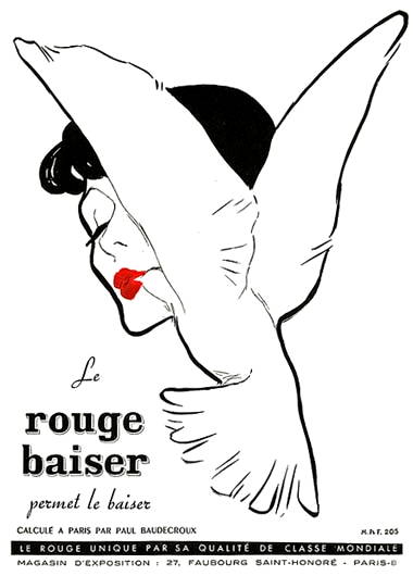 - Paris Paul Baudecroux by Rene Gruau Sans Hésiter Le Rouge Baiser Pacifica Island Art 8in x 12in Vintage Tin Sign Without Hesitation Red Lipstick 