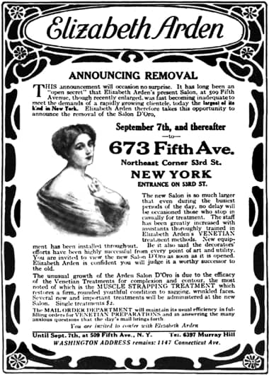 1915 Elizabeth Arden salon move