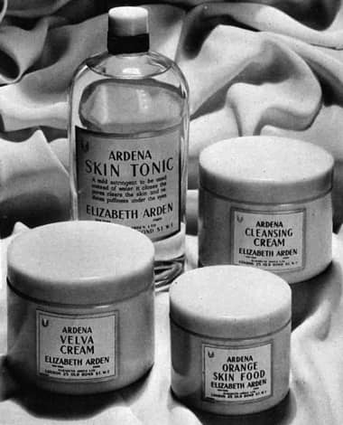 1938 Ardena Skin Tonic, Velva Cream, Cleansing Cream and Orange Skin Food