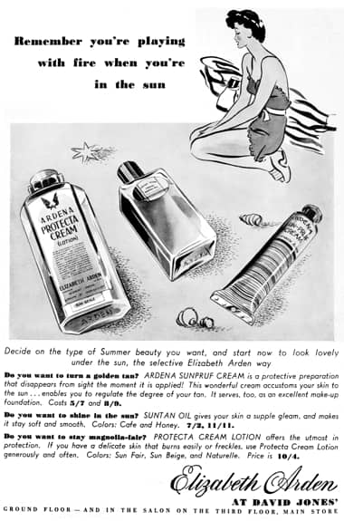 1941 Protecta Cream, Suntan Oil and Ardena Sunpruf Cream