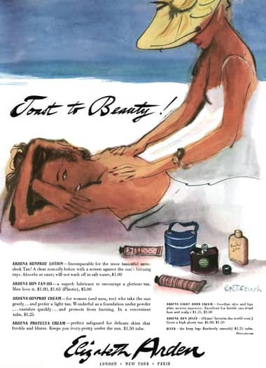 1952 Elizabeth Arden beach cosmetics