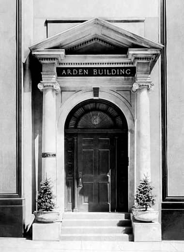 The portico entrance to the Elizabeth Arden salon