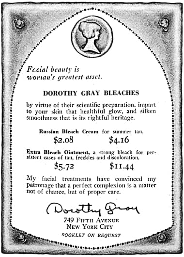 1921 Dorothy Gray Bleach Creams