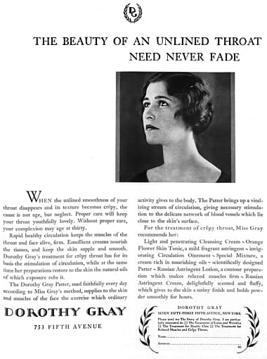 1928 Dorothy Gray throat treatments