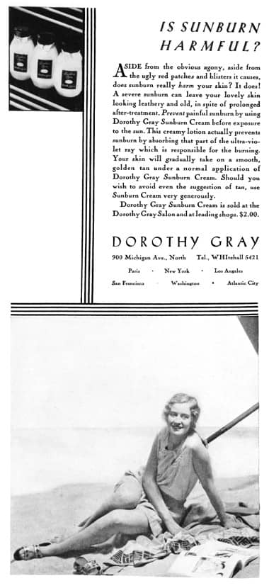 1930 Dorothy Gray Sunburn Cream