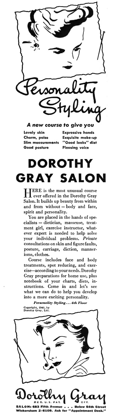 1940 Dorothy Gray Personality Styling