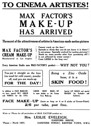 1927 Max Factor British Distributer