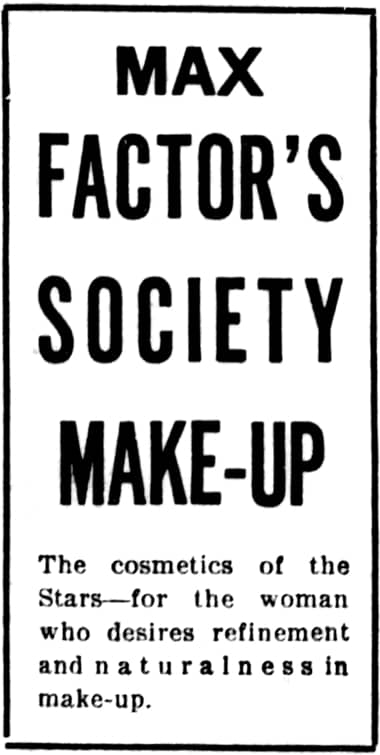 1927 Max Factor Society Make-up