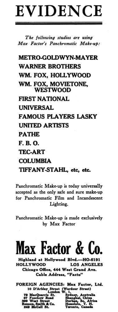 1929 Max Factor Panchromatic Make-Up
