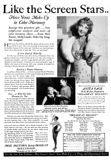 1929 Max Factor Society Make-up