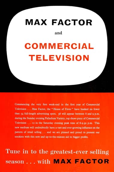 1955 Max Factor begins advertising on British television