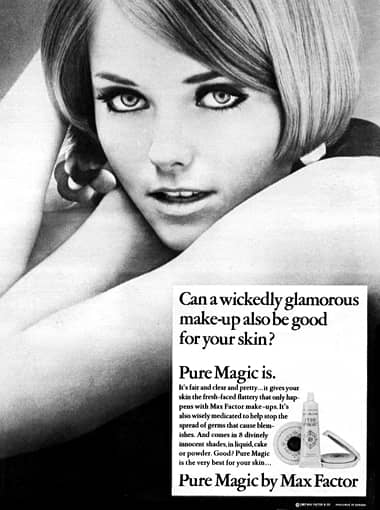 1967 Max Factor Pure Magic Medicated Cake Compact and Liquid Make-up