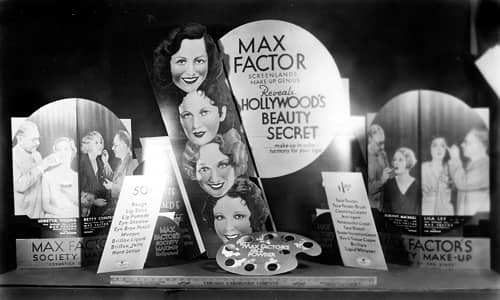 Max Factor window display for Society Make-Up