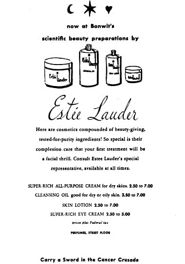 1948 Estee Lauder skin creams