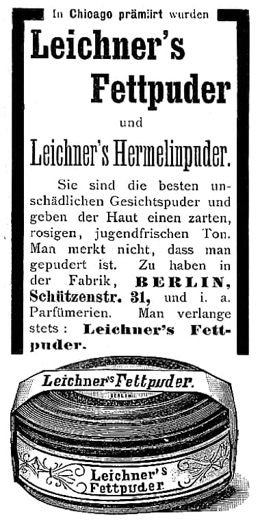 1896 Leichner Fettpuder and Hermelinpuder