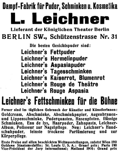 1910 Leichner powder make-up and cosmetics