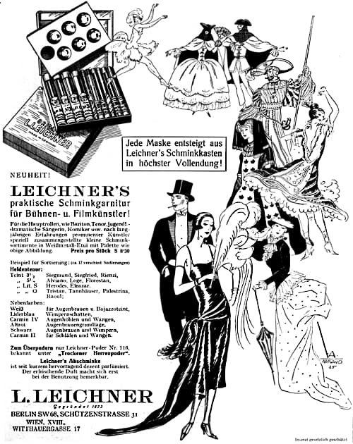 1925 Leichner practical make-up sets for stage and film arts