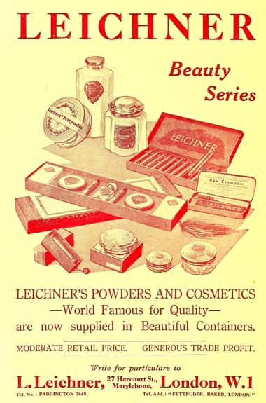 1927 Trade advertisement for Leichner Beauty Series