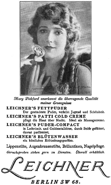 1927 Leichner endorsed by Mary Pickford