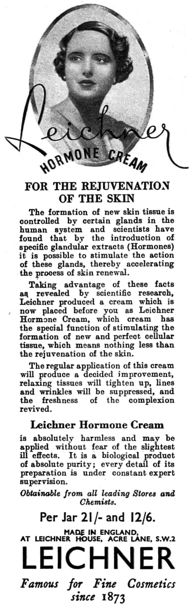 1937 Leichner Hormone Cream