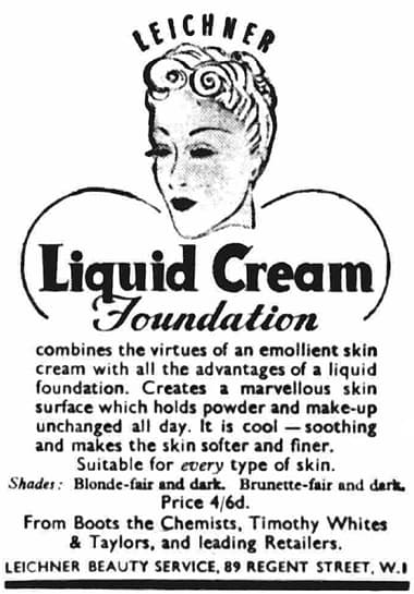 1939 Leichner Liquid Cream Foundation