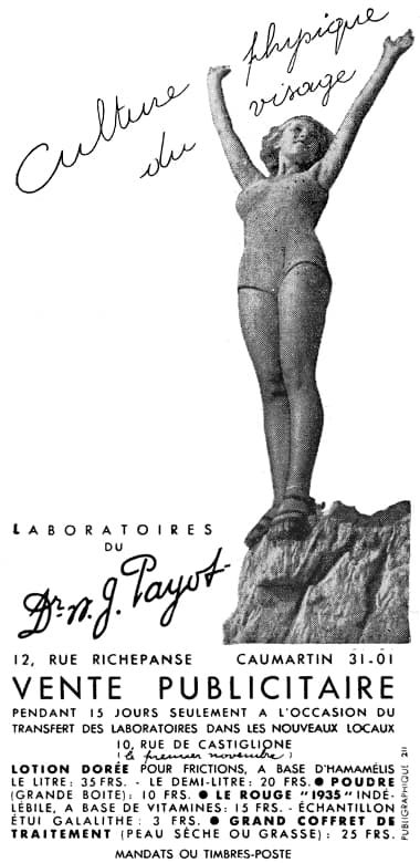1935 Payot announcing move to Rue de Castiglione