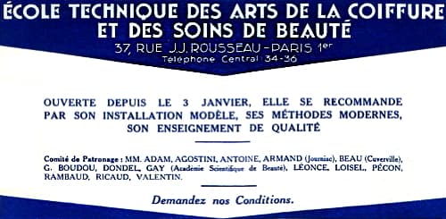 1927 &Ecole Technique des Arts de la Coiffure et des Soins de Beaute