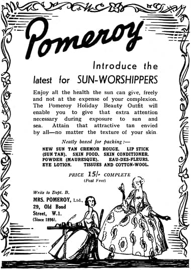 1939 Pomeroy products for sun worshippers