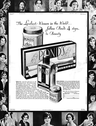 1930 Ponds Cold Cream, Cleansing Tissues, Skin Freshener and Vanishing Cream