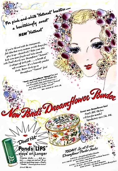 1943 Ponds Dreamflower Powder and Lips lipstick
