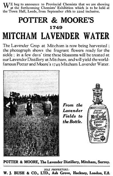 1922 Potter and Moore 1749 Mitcham Lavender Water