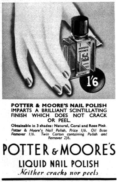 1937 Potter and Moore Liquid Nail Polish
