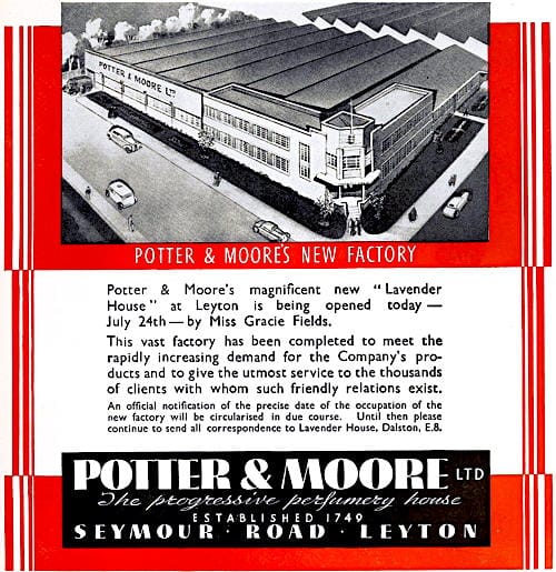 1937 1937 Opening announcement for the new Potter & Moore factory