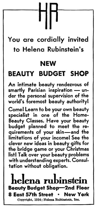 1934 Rubinstein Beauty Budget Shop