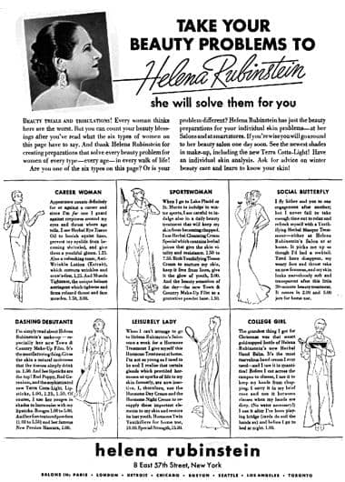 1936 Helena Rubinstein beauty problems