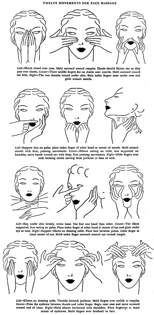 1936 Facial massage movements
