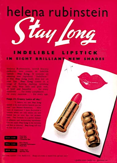 1952 Helena Rubinstein Stay Long Lipsticks