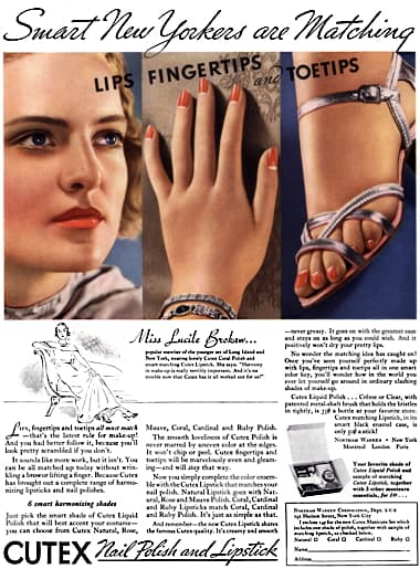 1935 Cutex matching lipstick and nail polish