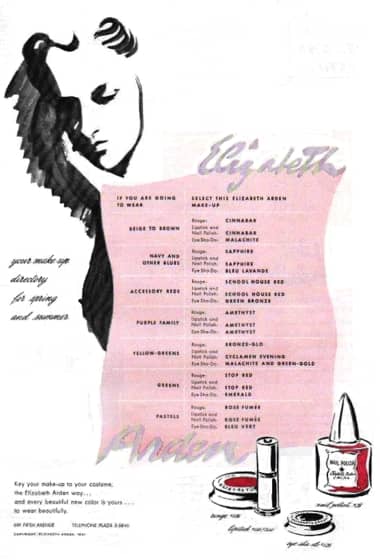 1941 Elizabeth Arden fashion colours