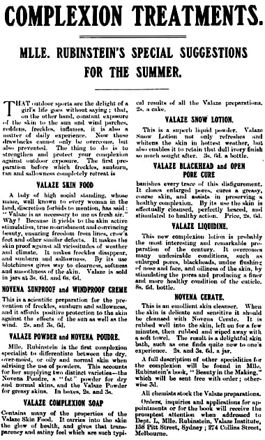 1909 Helena Rubinstein Complexion Treatments