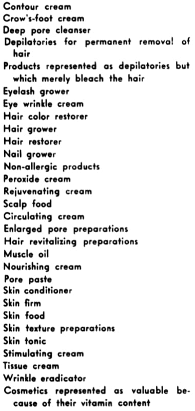 1939 FDA Misleading cosmetic claims
