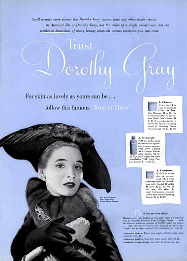 1949 Dorothy Gray. Cleanse, Stimulate, Lubricate